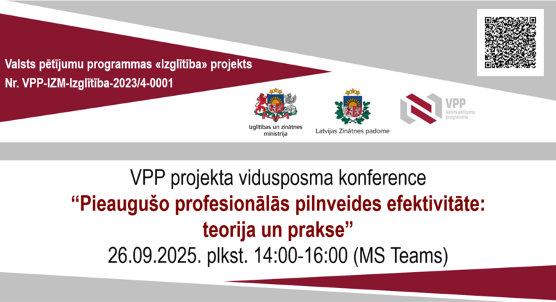 VPP “Izglītība” projekta vidusposma konferencē “Pieaugušo profesionālās pilnveides efektivitāte: teorija un prakse” tiek paziņoti projekta starprezultāti