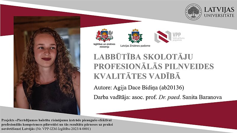 Aizstāvēts maģistra darbs par labbūtību skolotāju profesionālajā pilnveidē